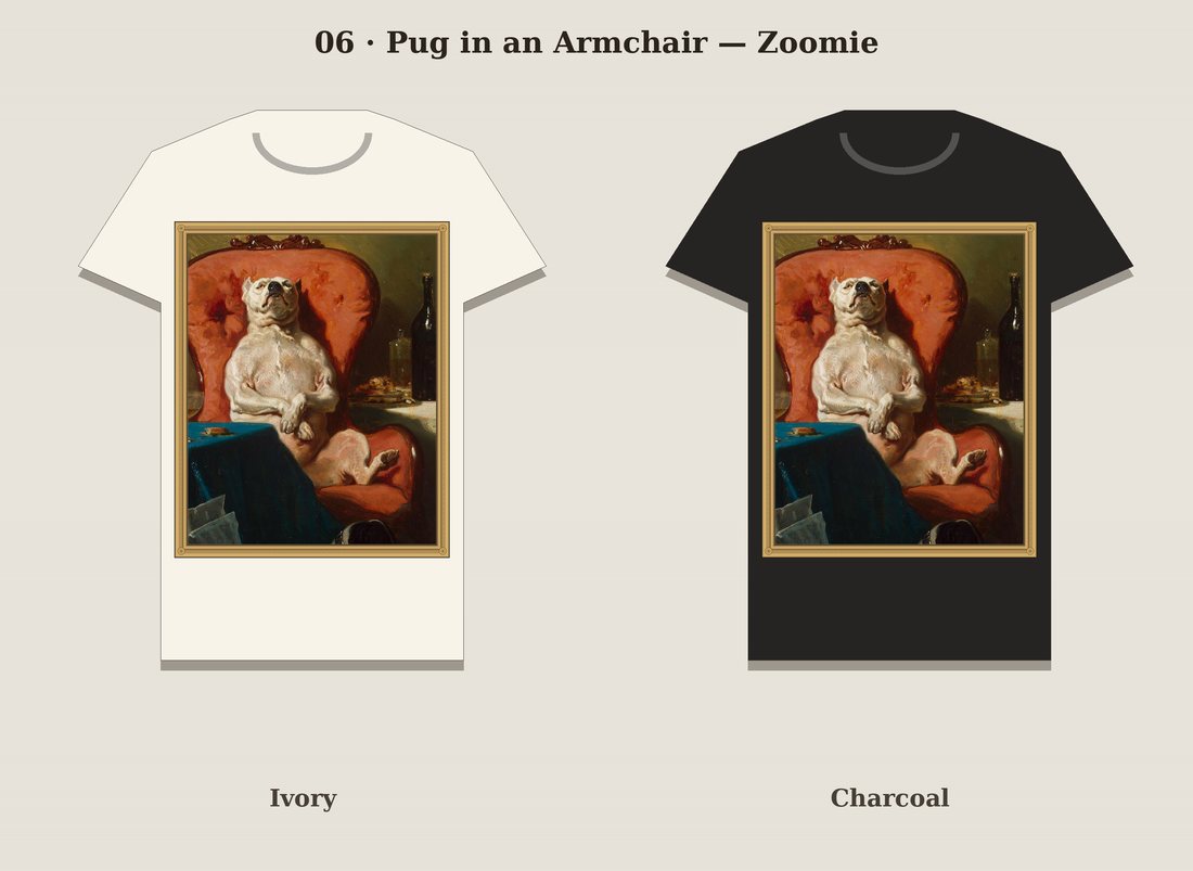Pug in an Armchair Zoomie t-shirt mockup